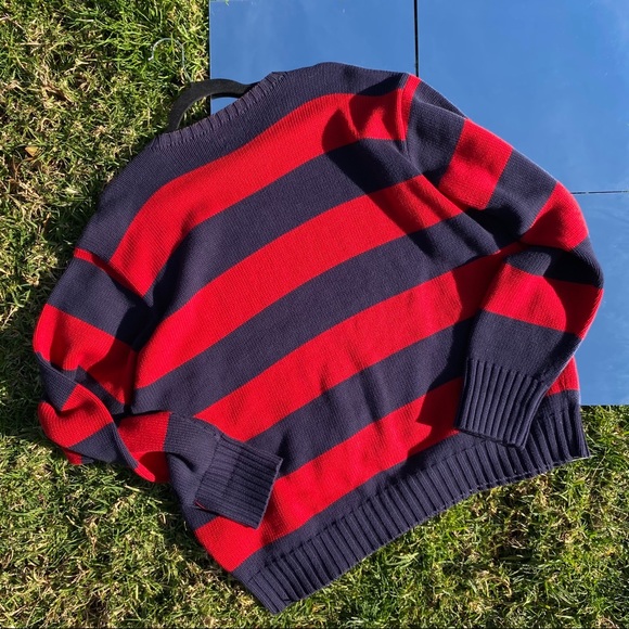Polo By Ralph Lauren Striped Red & Blue Crewneck - Picture 4 of 4